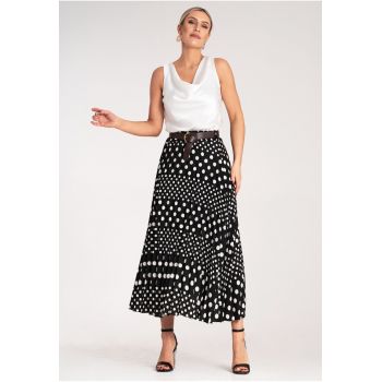 Fusta plisata  neagra - talie inalta - poliester -