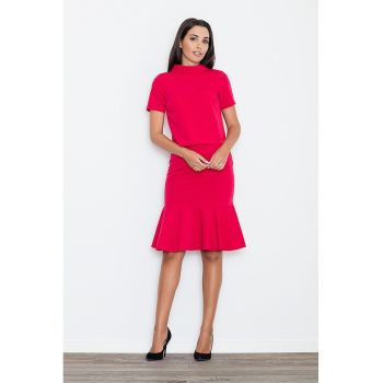 Fusta  rosie eleganta cu volane - poliester -