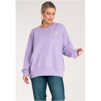 Hanorac dama  broderie - mov - bumbac/poliester -