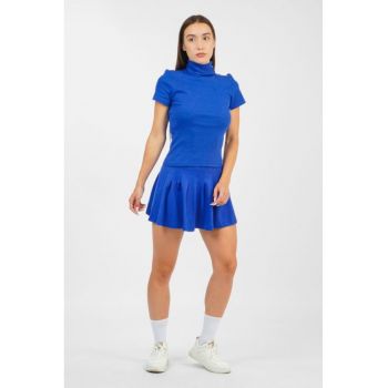 Maleta albastra cu maneca scurta pentru dame