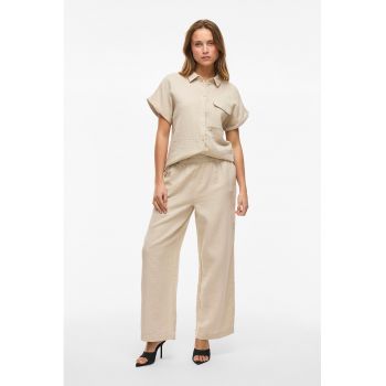 Pantaloni ampli cu talie inalta