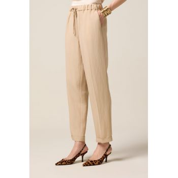 Pantaloni crop cu talie inalta