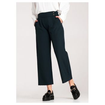 Pantaloni dama  albastru inchis - eleganti - talie inalta - poliester/elastan -