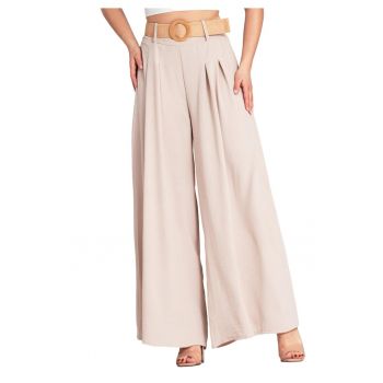 Pantaloni dama -  bej - cu curea - poliester -
