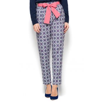 Pantaloni dama  model 55 - poliester - eleganti - cu fermoar - multicolor -