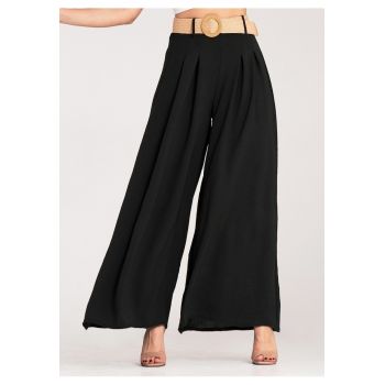 Pantaloni dama  negri - eleganti - cu curea - poliester -