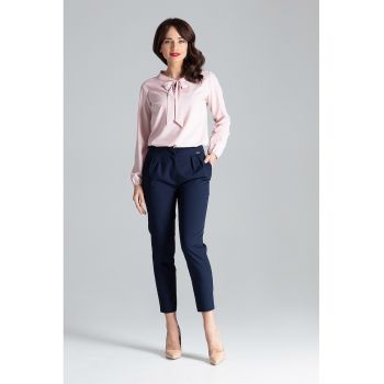 Pantaloni eleganti dama Tetra L028 albastru inchis