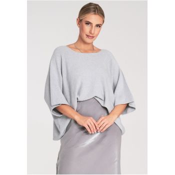 Pulover dama  gri - larg - din material moale - pulover supradimensionat -