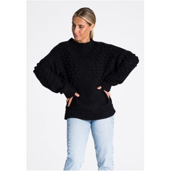 Pulover oversize dama -  model M982 - negru - acril 85% - nailon 15% -