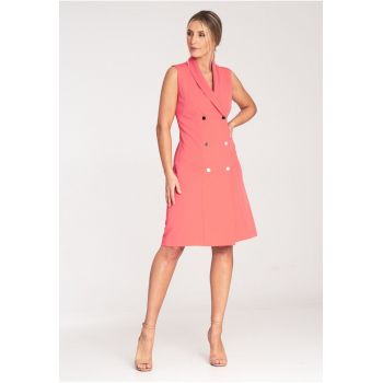 Rochie blazer midi - eleganta - corai - poliester Rochie blazer midi - eleganta - corai - poliester