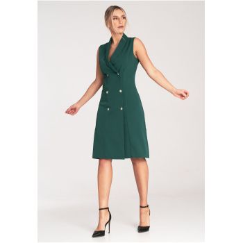 Rochie blazer midi -  eleganta - verde - poliester