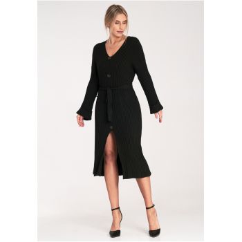 Rochie  cu nasturi - neagra - eleganta - din viscoza -