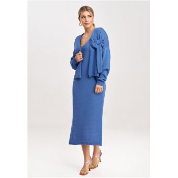 Rochie dama  M997 - acril - bumbac - albastru -