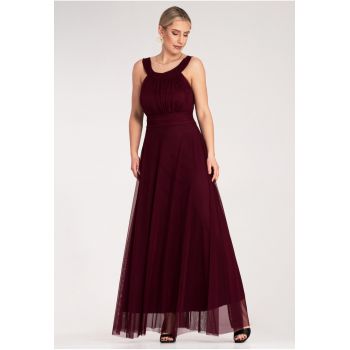 Rochie de seara  maxi - rosu - poliester-elastan -