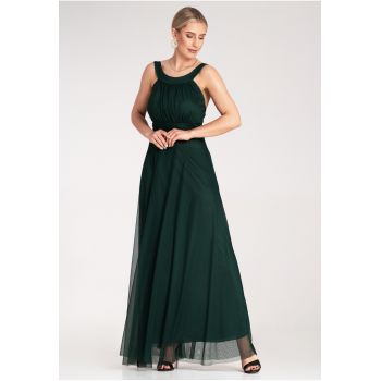 Rochie de seara  maxi - verde - poliester -