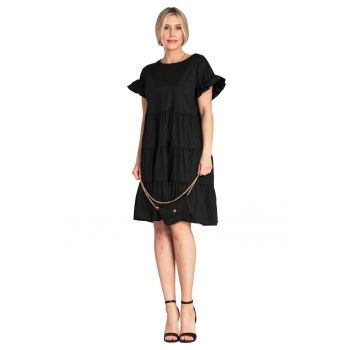 Rochie de vara -  M1182 - volane - neagra - bumbac -