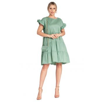 Rochie de vara -  verde - bumbac - volane -