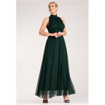 Rochie lunga de seara -  verde - poliester -