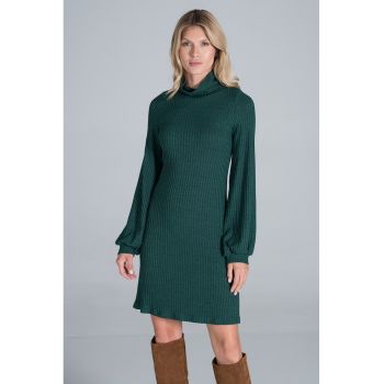 Rochie  M831 - verde - tricotata - maneci lungi - poliester -