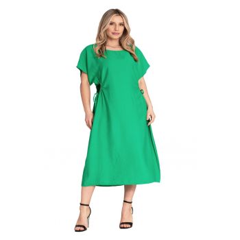 Rochie midi -  verde - material de inalta calitate - croiala simpla - viscoza -