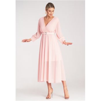 Rochie  plisata - roz - primavara - poliester -