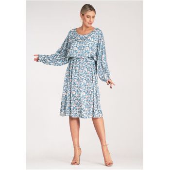 Rochie  poliester - albastra - alba - floral -