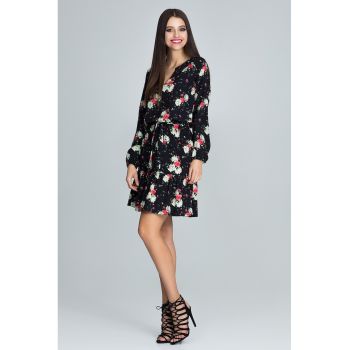Rochie scurta  boho - florala - cu maneci bufante - multicolor - poliester -