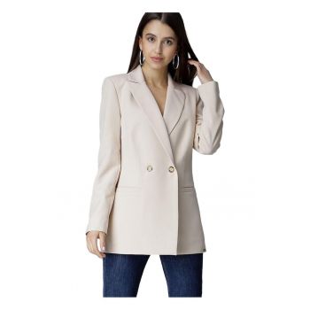 Sacou dama  eleganta - subtire - decolteu in V - bej - poliester/elastan -