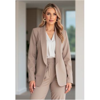 Sacou dama -  jacheta eleganta - bej inchis - material de calitate -