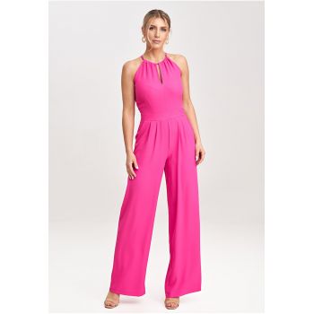 Salopeta dama -  eleganta - fara maneci - croi lejer - roz - 100% poliester