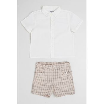 Set de camasa din amestec de in si pantaloni scurti