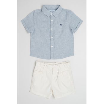 Set de camasa din amestec de in si pantaloni scurti