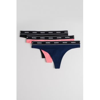 Set de chiloti tanga cu banda logo in talie - 3 perechi