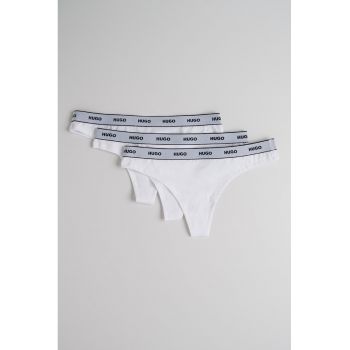 Set de chiloti tanga cu banda logo in talie - 3 perechi