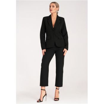 Set elegant dama -  jacheta si pantaloni - negru - poliester si elastan -