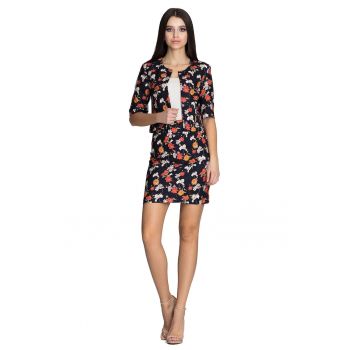 Set jacheta si fusta  model floral - poliester