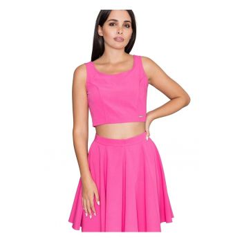 Set top + fusta  scurt - evazat - elegant - violet - poliester-viscoza