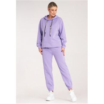 Set trening dama  hanorac si pantaloni - confortabil - violet - bumbac/poliester -