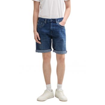 Bermude din denim cu terminatii plisate