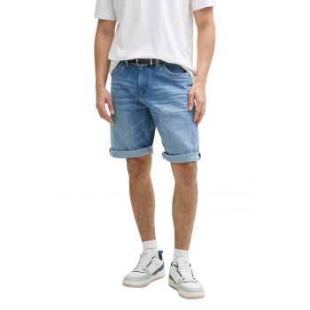 Bermude din denim cu terminatii plisate