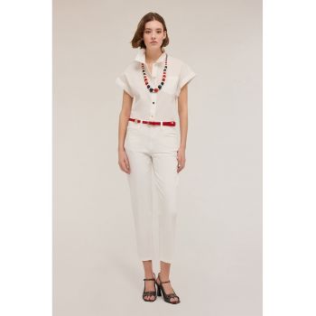 Blugi crop cu talie inalta