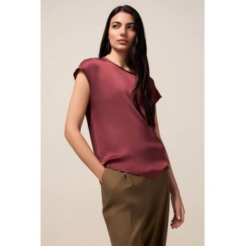Bluza cu maneci scurte si aspect satinat
