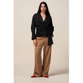 Bluza de bumbac cu decolteu in V
