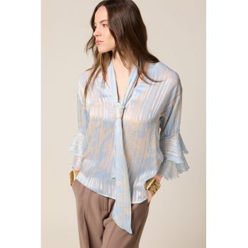 Bluza de satin cu maneci tip clopot