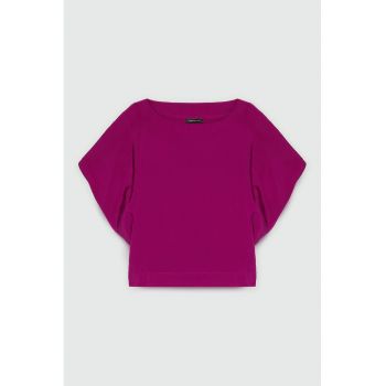 Bluza din amestec de modal cu decolteu barcuta