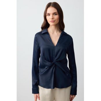 Bluza din satin cu detaliu nod