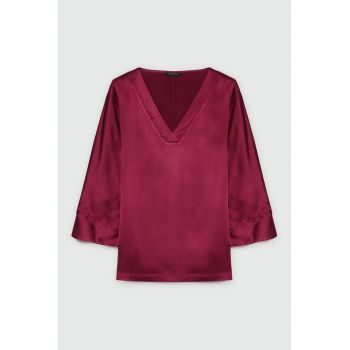 Bluza din satin cu maneci kimono