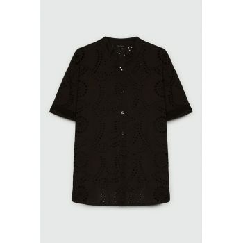 Camasa din bumbac cu broderie din dantela sangallo