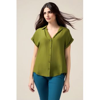 Camasa relaxed fit cu decolteu in V