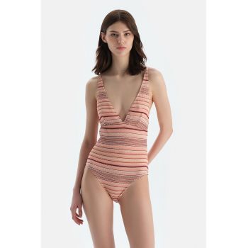Costum de baie intreg cu model in dungi